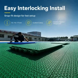 Removable Full-Size Home Yard Basketball Court with Plastic Interlocking Flooring Tiles Shock Absorption From China’s Factory