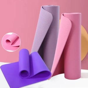 Ribbed NBR Yoga Mat 183cm Length 8mm Thick High Elasticity Non Slip Cushioned Exercise Pad for Home Gym Yoga & Pilates Practice