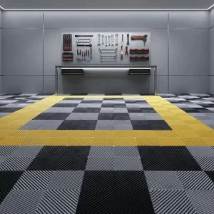 Rigid Modular Anti Slip Workshop PVC Interlocking Garage Floor Tile for Car Parking Garage Flooring Tiles Rubber Flooring