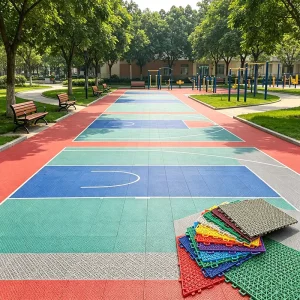 Rooftop Interlocking Modular Floor for Outdoor Mini Badminton and Multi-Sports Courts