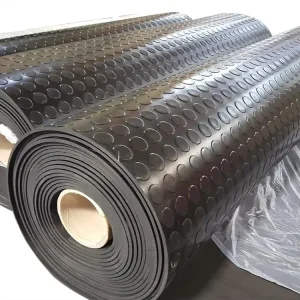 Round Dot Rubber Flooring Roll with Coin Stud Pattern Anti-Slip Mat for Gym Hall Warehouse Industrial Use