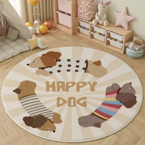 Round Plastic Cashmere Baby Play Mat Durable Fabric