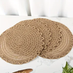 Round Woven Wicker Placemat, Non-Slip Heat-Resistant