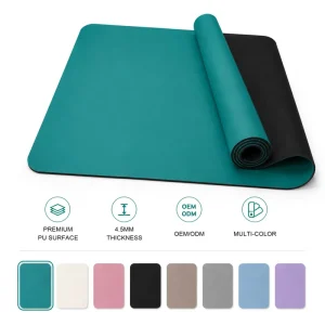 Rubber Backed PU Yoga Training Mat 183x68cm 4.5mm Rectangular Anti Slip Sweat Absorbent Pilates Mat Custom Logo