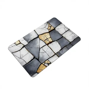 Rubber Bath Mat Broken Stone Tile Pattern Non-Slip Water-Resistant Absorbent Fast-Drying Easy-Clean 0.1-0.2 in