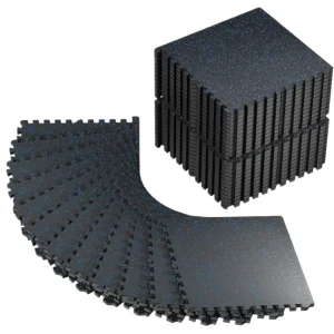 Rubber EVA Gym Flooring Mats Interlocking Anti-Slip Sweat-Absorbent Custom Printed Black