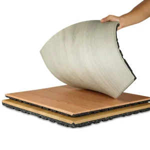 Rubber Granule Base Floor Tile with Wood Grain Surface for Gym and Yoga Room