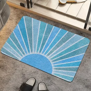 Rubber Kitchen Mat with Modern Floral Print, Absorbent Heavy-Duty Entryway Floor Rug