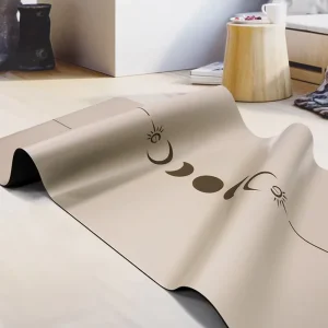 Rubber PU Yoga Mat 5mm Thick, 183cm Rectangular, Wide, Non-Slip, Sweat-Absorbing, Sun and Moon Design