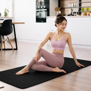 Rubber Yoga Mat, Non-Toxic Fitness Pad for Gymnastics and Fitness