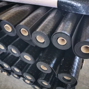 SBR Coin Rubber Sheet 3-6mm Thick Recycled Rubber Sheet for Garage Round Dot Pattern Floor Mat