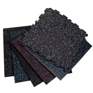 Durable Shock-Absorbent High-Density Anti-Static SBR Rubber Interlocking Gym Flooring Non-Slip Washable 15-50mm Protective