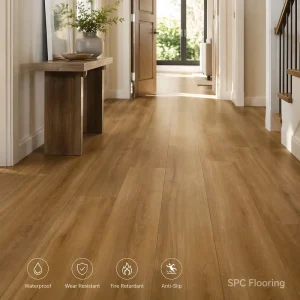 SPC Click Flooring, CE-Certified Rigid Core Flooring for Home Decoration, 0.5 mm Wear Layer