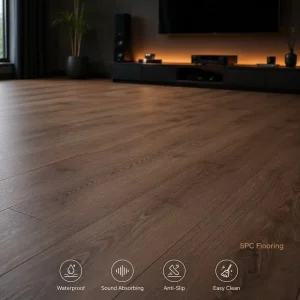 SPC Click Flooring Fireproof Wood Look Design for Home Decoration