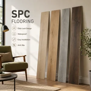 SPC Click Vinyl Flooring Waterproof Rigid Core Plank 4mm Wear Layer IXPE Pad Custom Order