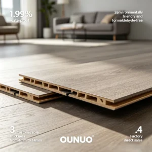 SPC Flooring Plank 4mm-14mm Customization Click Lock Wide Plank Indoor Heavy Chevron Pattern Natural Wood Grain