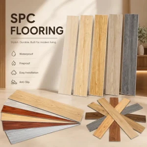 SPC Flooring Stone Pattern Rigid Plank Low VOC Easy Install Stable Core Commercial Office Supplier Custom OEM