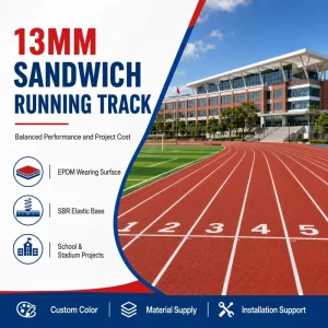 Sandwich Running Track System 13mm EPDM Polyurethane Rubber Flooring for School Athletic Field Projects
