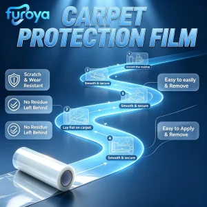Self-Adhesive Plastic Film Carpet Protection Cover High Gloss Surface Temporary Indoor Use