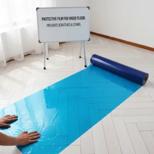 Self-Adhesive Soft Blue Transparent PE Moisture-Proof Logo Printing Protective Film for Wood Floor Protection
