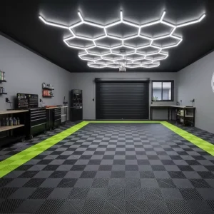 Self-Draining Checkered Grid PP Click Garage Floor Tiles Eco-Friendly Waterproof Wear-Resistant Quick-Dry