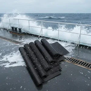 Ship Deck Wave Wash Zone Anti Slip 3mm Rubber Sheeting 65 Shore a Hardness Custom Cutting Rolling Sea Outdoor Conditions
