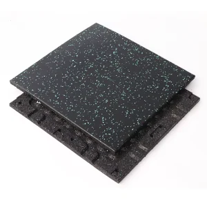 Shock Absorbing Anti Slip EPDM Composite Rubber Gym Flooring Mat 500x500x25mm Interlocking Soundproof Durable Eco Friendly