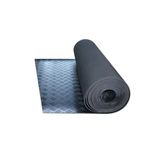 Shock-Absorbing Black Rubber Floor Checker-Pattern Rubber Sheet Mat Roll
