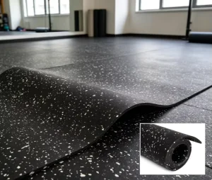 Shock-Absorbing Industrial-Grade Rubber Flooring with High Elasticity, 65 Shore, 10 mm, for Yoga Studios