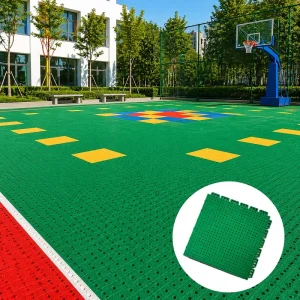 Shock-Absorbing Outdoor Plastic Interlocking Basketball Flooring Tiles for Schools and Sports Clubs