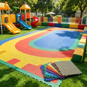 Shock-Absorbing PP Interlocking Playground Flooring with Fall Protection for Kindergarten Play Spaces