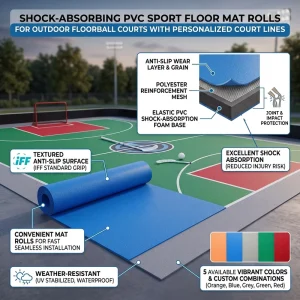 Shock-Absorbing Soft Eco-Friendly PVC Sport Floor Mat Rolls Outdoor Basketball Court Tiles Personalized Lines