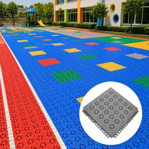 Shock-Absorbing TPE Interlocking Sports Floor Tiles for Kindergarten Playgrounds and School Activity Floors