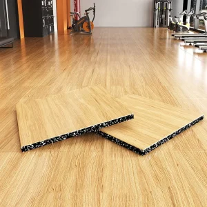 Shock-Absorbing Wood-Grain Rubber Gym Flooring Tiles and Mats for Apartments, Hotels, Workshops and Gyms