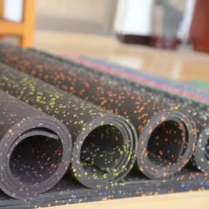 Shock Reducing Black EPDM Speckled Rubber Mat Flooring Roll for Gym