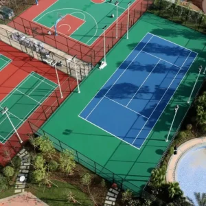 Silicon PU High Density Fireproof Indoor Sports Court Elasticity Basketball Volleyball Badminton Tennis Courts Floor