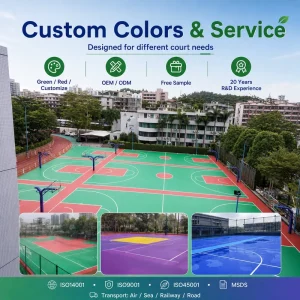 Silicon PU Outdoor Sports Court Flooring for Basketball, Volleyball, Badminton, and Tennis