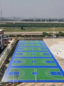 Silicone PU Plastic Outdoor Basketball Court Flooring with High Elasticity and Shock Absorption