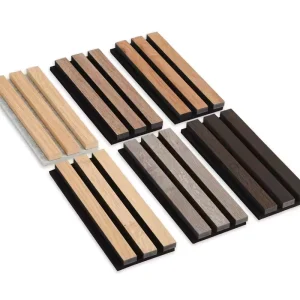Slatted Wooden Veneer Acoustic Panel for Interior Wall Decoration