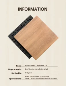 Slip-Resistant Shock-Absorbing Wood-Grain PVC-Coated Rubber Floor Tiles for Gyms