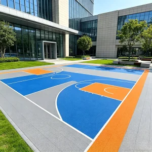 Slip-Resistant Table Tennis Court Flooring, High Resilience Interlocking Sports Flooring for Outdoor Activity Zones