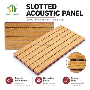 Slotted Wood Acoustic Panel MDF Grooved Sound Absorbing Board Noise Reduction for Theater School