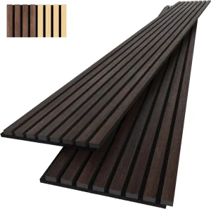 Smoked Oak Acoustic Panel Wooden Slat Wall Acoustic Wood Veneer Wall Panels for Function Room and Auditorium Hall