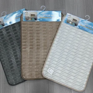 Soft Bathroom Doormat Non-Slip Faux Rabbit Fur Bamboo Texture Water-Absorbent Quick-Dry Entryway Rug