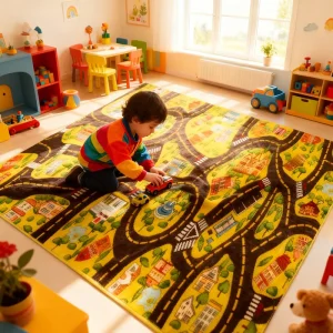 Soft Cushioned Children’s Educational Road Traffic Play Mat for Home Use with Anti-Slip Backing