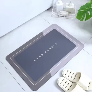 Soft Polyester Woven Absorbent Mat-Modern Simple Design Non-Slip Quick-Dry Waterproof Washable Kitchen Bathroom Door Mat Rubber