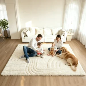 Soft Thick Solid Color Cushioned Decorative Rugs for Living Rooms Bedrooms Faux Fur Baby Crawling Mats Memory Foam