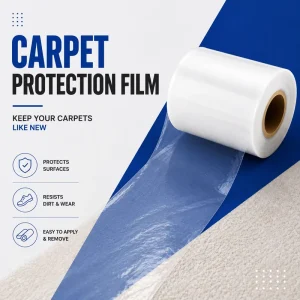 Soft Transparent LLDPE Stretch Protective Film, 300m Rolls, Carpet and Temporary Floor Protection, Painting and Moving
