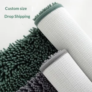 Solid Color Chenille Absorbent Non-Slip Floor Mat, Door Mat, or Bath Mat