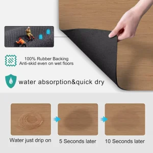 Solid Color Natural Rubber Mat for Home Hotel Washable Feature Water Absorbent